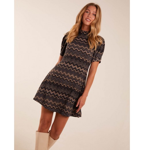 Zig Zag Printed Smock Mini Dress