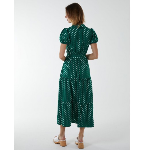 Collared Polkadot Maxi Dress