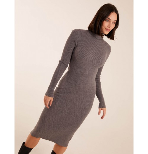 Ribbed Roll Neck Midi Dress