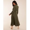 Drawstring Button Through Shirt Maxi Dress