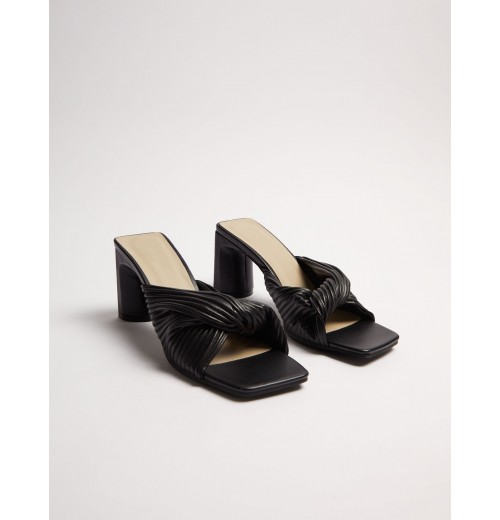 Twist Strap Mules With Square Toe