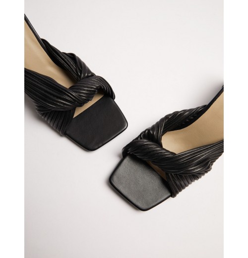 Twist Strap Mules With Square Toe