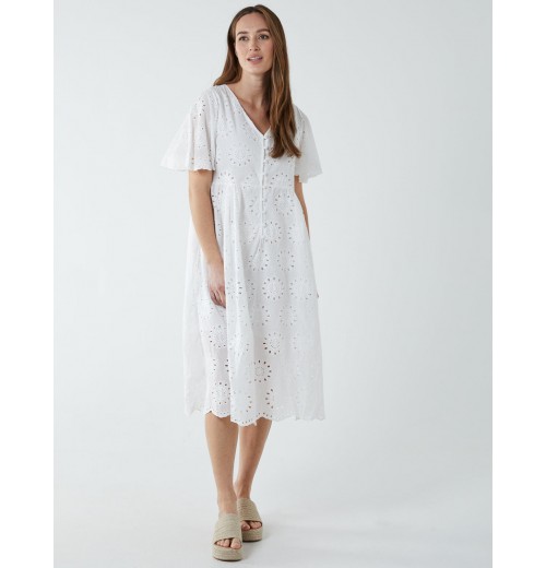 Broderie Angel Sleeve Midi Dress