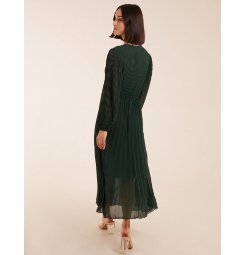 Wrap Front Pleated Midi  Dress