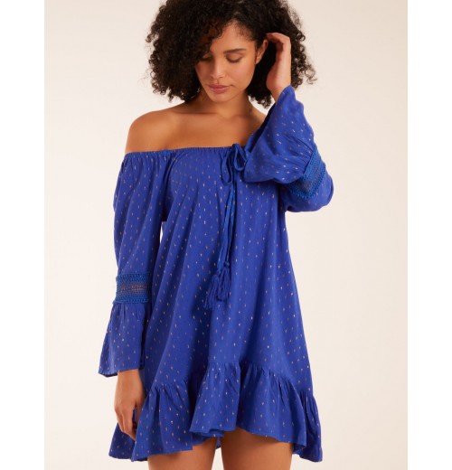 Bardot Tunic Dress With Frill Hem