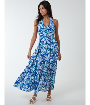 Halter Neck Printed Maxi Dress