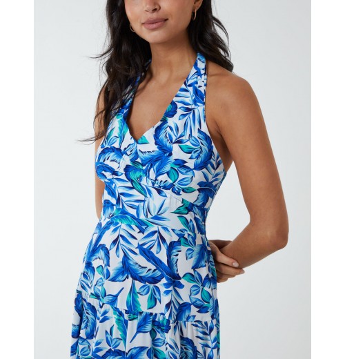 Halter Neck Printed Maxi Dress