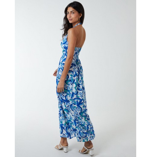 Halter Neck Printed Maxi Dress